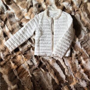 White Jacket with pearl collar girls